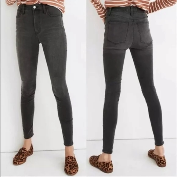 Madewell Denim - Madewell Womens 9" High Rise Skinny Ankle Stretch Crop Jeans Size 30P Black Wash